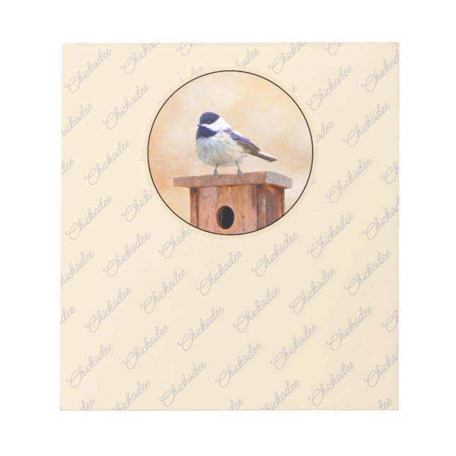 Bloc De Notas Ajedrez sobre pintura de aves original (Frente)