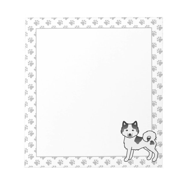 Bloc De Notas Alaskan Malamute Piebald Negro Perro De Dibujos An (Frente)