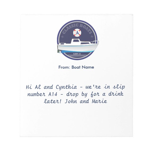 Bloc De Notas Albin 25 barco-barco (Frente)
