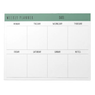 Bloc De Notas Alexandrite Teal Simple Modern Weekly Planner