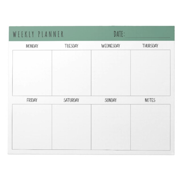 Bloc De Notas Alexandrite Teal Simple Modern Weekly Planner (Frente)