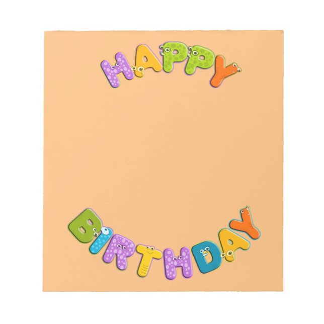 Bloc De Notas alfabeto animal - cumpleaños (Frente)