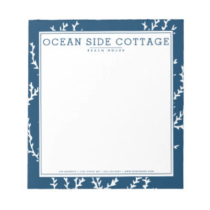 Bloc De Notas Algas marinas, elegante estilo índigo náutico