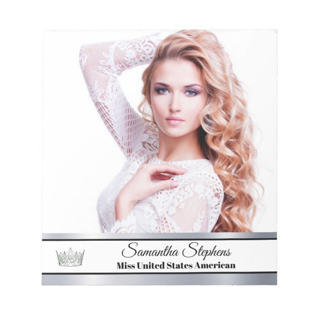 Bloc De Notas Almohadilla de autógrafos de brillantes plateados (Frente)