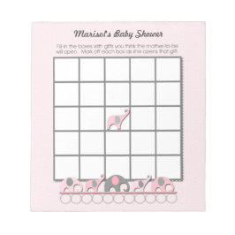 Bloc De Notas Almohadilla de juego de Bingo Baby Shower Elephans