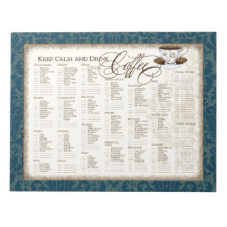 Bloc De Notas Almohadilla de la lista de compras - Taza de café