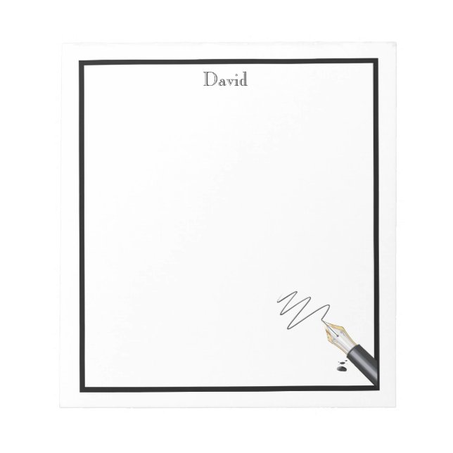 Bloc De Notas Almohadilla de notas monogramada de la pluma (Frente)