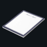 Bloc De Notas Almohadilla de notas personalizada de borde azul d<br><div class="desc">Panel de notas personalizado de borde doble azul marino,  texto de guión.</div>