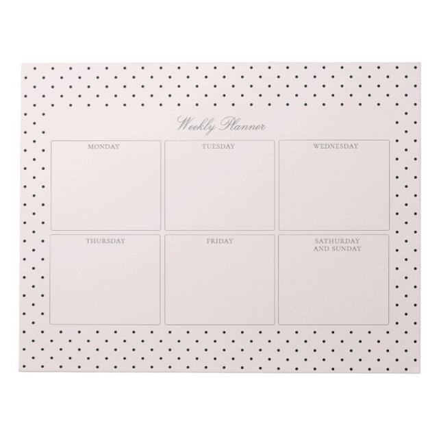 Bloc De Notas Almohadilla de papel elegante rosa con puntos negr (Frente)