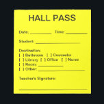 Bloc De Notas Almohadilla de paso del salón<br><div class="desc">Una gran manera de vigilar los movimientos estudiantiles fuera del aula y mejorar la seguridad escolar. Nuestros pases de hall tienen espacio para la fecha,  el nombre del estudiante,  el destino,  la hora de salida y la firma del profesor.</div>