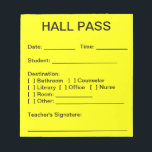 Bloc De Notas Almohadilla de paso del salón<br><div class="desc">Una gran manera de vigilar los movimientos estudiantiles fuera del aula y mejorar la seguridad escolar. Nuestros pases de hall tienen espacio para la fecha,  el nombre del estudiante,  el destino,  la hora de salida y la firma del profesor.</div>
