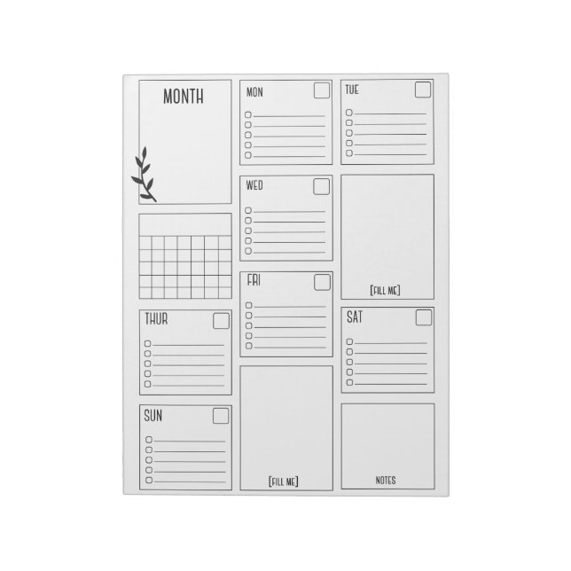 Bloc De Notas Almohadilla de planificación limpia y mínima diari (Lado Izquierdo)