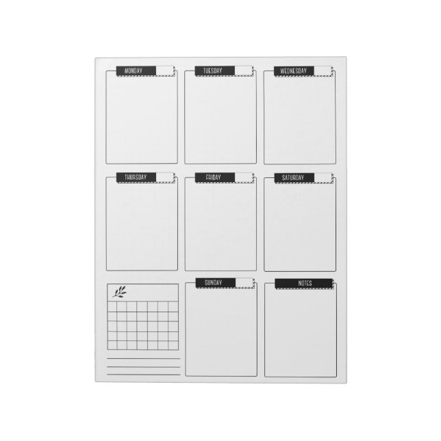 Bloc De Notas Almohadilla de planificación semanal limpia y míni (Lado Izquierdo)