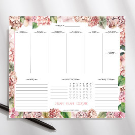 Bloc De Notas Almohadilla de planner de Hydrangeas Rosa Rubor
