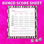 Bloc De Notas almohadilla de puntuación de bunco - diseño de ceb<br><div class="desc">Añade algo de estilo en tu próximo evento de Bunco. Este diseño negro,  blanco y de cebra es un éxito. Agregue su propio nombre de grupo u otra personalización.</div>