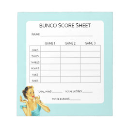 Bloc De Notas Almohadilla de puntuación de juego de Bunco retro