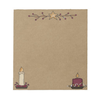 Bloc De Notas Almohadilla primitiva de notas rusticas con velas 
