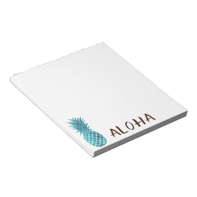 Bloc De Notas Aloha de piña tropical azul turquesa (Lado Derecho)
