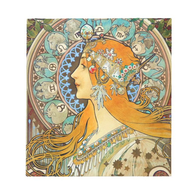Bloc De Notas Alphonse Mucha Art Nouveau Zodiac (Frente)