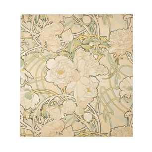 Bloc De Notas Alphonse Mucha Peonies Peony Rosas Fawn 1897