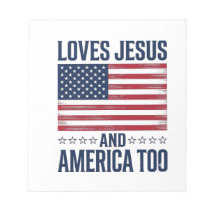 Bloc De Notas Ama a Jesús y a América también Camiseta Cristiana