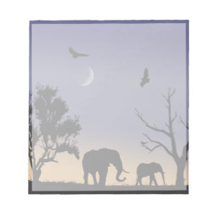 Bloc De Notas Amanecer africano - elefantes