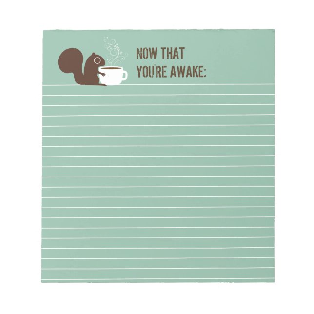 Bloc De Notas Amante de café de ardilla con texto personalizable (Frente)