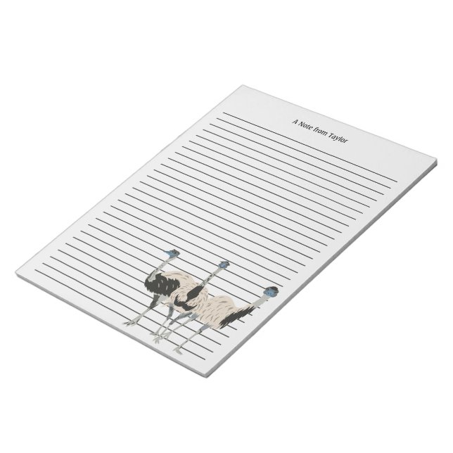 Bloc De Notas Amantes de las aves de Emus Personalizados (Lado Derecho)
