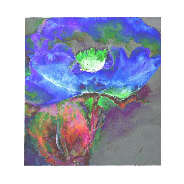 Bloc De Notas Amapola azul, flor abstracta azul (Frente)