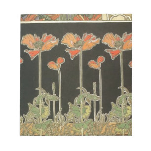 Bloc De Notas Amapolas populares de Nouveau del arte del vintage