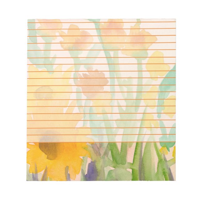 Bloc De Notas Amarillo acuarela girasoles Naranja Lin (Frente)