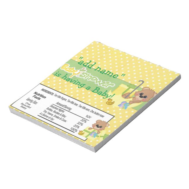 Bloc De Notas Amarillo Baby Shower Candy Bar Wrapper Party Favor (Lado Izquierdo)