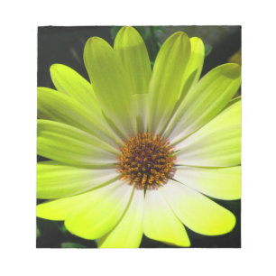 Bloc de notas amarillo fluorescente de flores de m