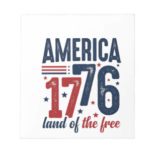 Bloc De Notas América 1776 Tierra de la Libertad Camiseta Patrió