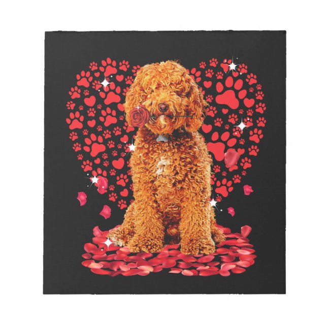 Bloc De Notas Amor lindo Labradoodle Perro Valentino Mascota Per (Frente)