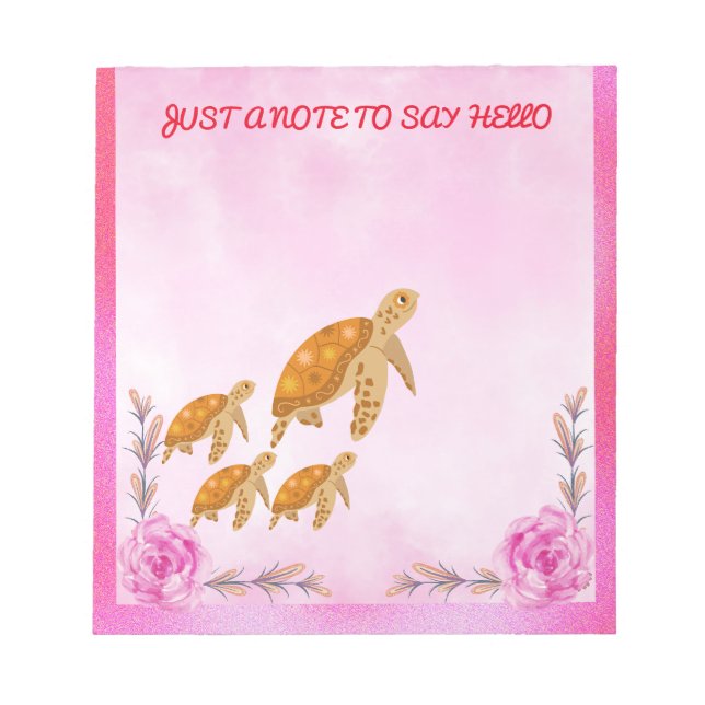 Bloc De Notas Amor Maternal de Tortuga Rosa Personalizada Rosa (Frente)