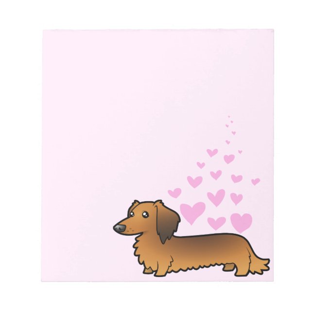 Bloc De Notas Amor por Dachshund (pelo largo) (Frente)