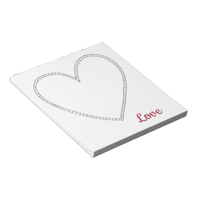 Bloc De Notas Amor Rojo Corazón Blanco (Lado Derecho)