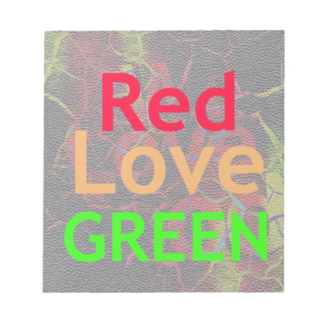 BLOC DE NOTAS AMOR ROJO DORADO VERDE (Frente)