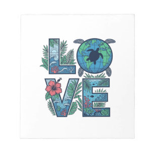 Bloc De Notas Amor Tortuga Marina Tierra Tropical