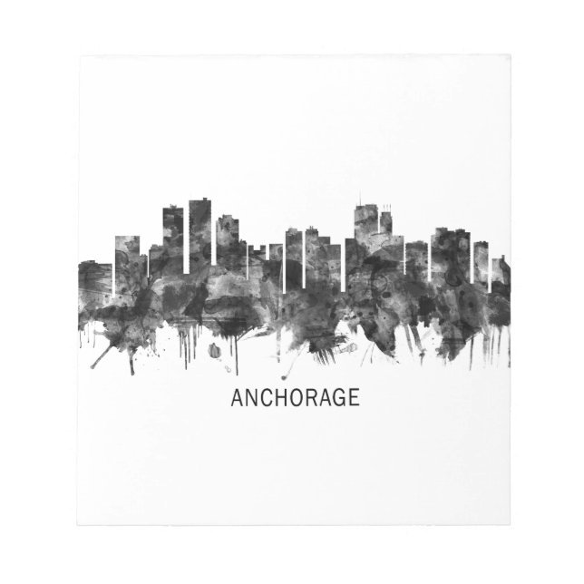 Bloc De Notas Anchorage Alaska skyline BW (Frente)