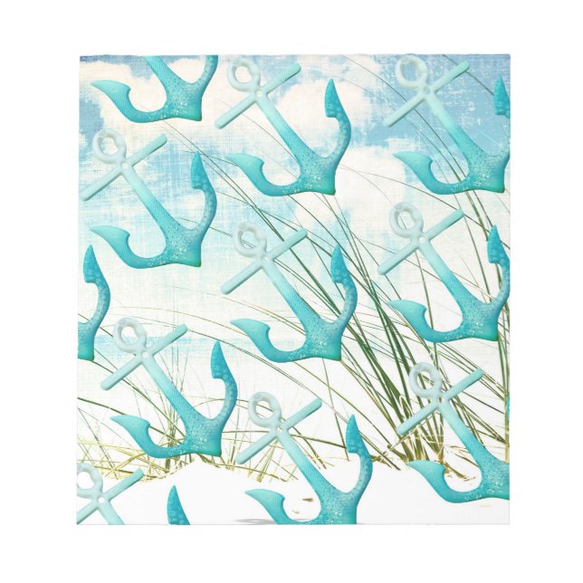 Bloc De Notas Anchores Náuticos Temática De La Playa Del Mar (Frente)