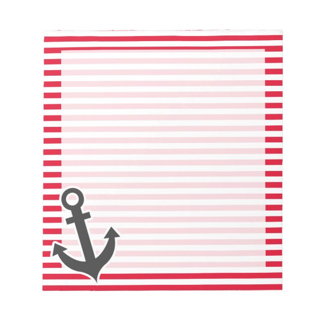 Bloc De Notas Ancla Náutica; Tiras Rojas De Cadmio; Tiradas (Frente)