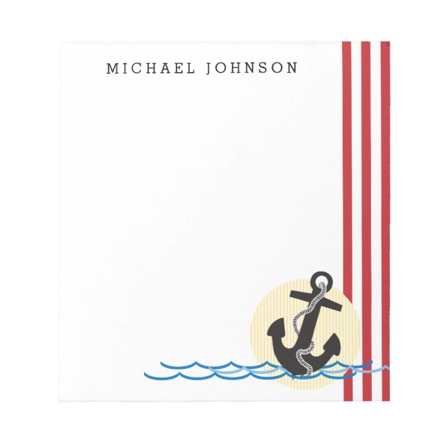 Bloc De Notas Ancla, sol y agua personalizados (Frente)