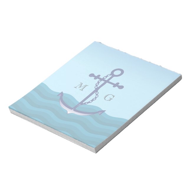 Bloc De Notas Anclaje náutico con doble monograma (Lado Izquierdo)