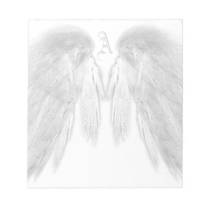 Bloc De Notas ANGEL WINGS Monograma Personalizado blanco