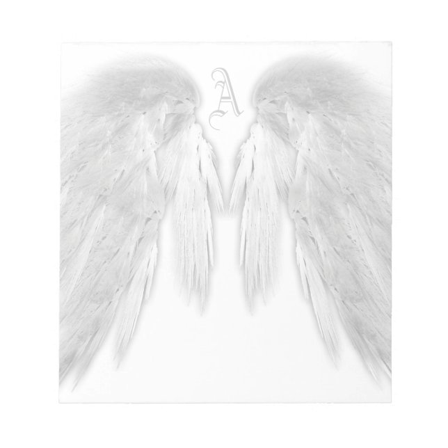 Bloc De Notas ANGEL WINGS Monograma Personalizado blanco (Frente)