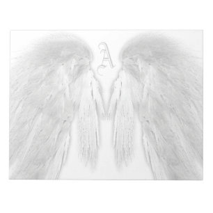 Bloc De Notas ANGEL WINGS Monograma Personalizado blanco