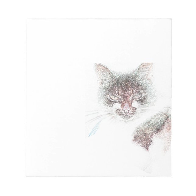 Bloc De Notas Angry Cute Cate Face Sketch (Frente)