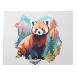 Bloc De Notas Animal De Arte Vector Del Panda Rojo En La Natural